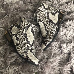 Snakeskin metallic heel booties - never worn
